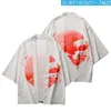 Vêtements ethniques été Couple femmes hommes Haori Yukata décontracté ample Cardigan dessin animé soleil vague imprimé Kimono Shorts de plage Streetwear