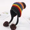 Gorros grãos/caveira tampas de tricotaram chapéus de inverno mulheres espessadas duplas e boné quente cor multi lã pompoms adorável bonnetbeanie/sk