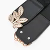 Belts YonbaoDY Women's Leaves Buckle Elastic Waistband 6cm Width Belt For Dress And Coat Fashionable Luxury Retro Decorative