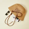 허리 가방 고급 디자인 줄무늬 어깨 여성 여름 해변 밀짚 가방 대기업 캐주얼 여성 에코 친환경 핸드백 230520