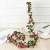 Decorative Flowers Wreaths 25M Rose Artificial Flower for Wedding Garland White Home Room Decoration Spring Autumn Garden Arch Decor DIY Fake Flowers Vine 230522