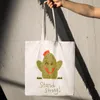 Storage Bags Cute Cactus Canvas Harajuku Kawaii Aesthetic Large Capacity Tote Shoulder Painting Handbags