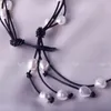 Collane DMNFP224 Collana di perle d'acqua dolce barocca da 910 mm Cordoncino in pelle Stile Gioielli di perle per donna