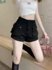 Женские джинсы Houzhou Black Cargo Denim Shorts Women Vintage Y2K Сексуальная классическая классическая высокая талия Корейская модная короткая женская уличная одежда