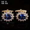 French Mens Cufflinks Luxury Blue White Crystal Zircon Cufflinks For Party Wedding Dress Accessories Shirts Cuff Buttons Jewelry