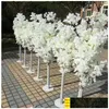 Flores decorativas Guirnaldas Decoración de la boda 5 pies de altura 10 piezas Slik Árbol de flor de cerezo artificial Columna romana Road Drop Deli Dhkv1