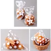 Gift Wrap 100pcs White Stripe Plastic Bags Transparent Cookie Candy Bag Christmas Wedding Packaging Baking Wrapper Cake