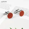 Links de punho de pau-rosa redondos para masculino Cuffs BUFF Links Lepton Jóias Luxinho de madeira de luxo com caixa de presente