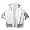 Etnik Giyim Yaz Geleneksel Çift Kadın Erkekler Japon Sokak Giyim Çiçekleri Baskılı Beyaz Kimono Plaj Şortları Cardigan Yukata