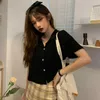 女性用Tシャツ女性ポケットソリッド半袖カジュアルな甘いシンプルな夏のクロップトップレディース韓国スタイルデザインシックなストリートウェアトレンディ