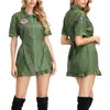 Tema kostympilot enhetlig armé gröna kläder vuxna roll som spelar militär enhetlig kvinnlig jaktpilotkläder plus storlek 230520