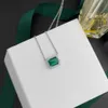 Kettingen IsRabbit 18K Vergulde 6*8MM Lab Grown Emerald Muzo Groene Saffier Hanger Ketting 925 Sterling zilveren Sieraden Drop Shipping