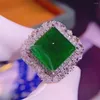 Klusterringar H1215 Emerald Ring 14.94CT Pure 18 K Gold Jewelry Nature Diamond Kvinna för kvinnor FINE