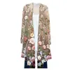 Kvinnors blusar 3d blommor skjortor sommarlångärmad öppen front kimono cardigan bohemia blus skjorta kvinnor vintage mode tunika boho sjal