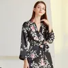 Home Abbigliamento Sexy Black Women 3PCS Pigiama Suit Intimo Lingerie Casual Print Flower Sleep Set Spring Sleepwear