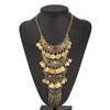 Chains Bohemian Vintage Gold Color Statement Necklace Women's Ethnic Turquoises Necklaces Maxi Gypsy Big Choker