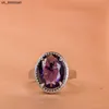 Band Rings Cellacity Classic Amethyst Silver Rings for Women Oval Shaped Gemstones Engagement Silver Kvinnlig gåva Partihandel Storlek 610 J230522