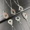 Подвесные ожерелья серебряный цвет натуральные агаты Quartz нерегулярные срезы агата Герод Кристаллический камень Маятник для женщин Рейки