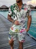 Men s Tracksuits 3D Polo Shirt and Shorts Set Casual Floral Pattern Print Short Sleeve Zip Up Suit 230522