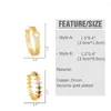 Hoop kolczyki flola złoto plisowane serce obręczy dla kobiet Copper CZ Crystal Huggie Oświadczenie biżuterii prezenty ERSR35