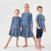 Família combina com roupas crianças meninos meninas solteiras saia superior primavera sumum sherm lasado familiar roupa combinando crianças crianças moda casual e roupas de topo 230522