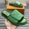 Designer Men Slippers MIAMI Flip-flops Pool Pillow Comfort Mules Miami Sandals Calfskin Slides Bom Dia Summer Beach Slipper