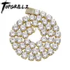 Collane TOPGRILLZ 2021 Nuova collana a catena da tennis da 10 mm con nuova chiusura a molla Ghiacciata Cubic Zirconia Hip Hop Rockers Gioielli per uomo