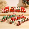 Juldekorationer trä tåg julprydnad juldekoration för hem jultomten gåvor julbord dekorera navidad xmas nyår
