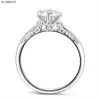 Band Rings Luxury Round 1CT Moissanite 925 Sterling Silver White Gold Jewelry Halo Wedding Diamond Ring förlovningsring för kvinnor J230522
