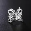 Cluster Rings 925 Sterling Silver Crystal Butterfly For Women Adjustable Fashion Wedding Party Holiday Gifts Luxury Brands Jewelry