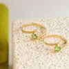 Cluster Rings 925 Sterling Silver Gold Color Ring Green Zircon Finger Stacking Fashion Luxury Vintage Jewelry For Women