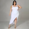 Robes grande taille KEXU femmes haut côté fendu col rond sans manches Maxi longue robe 2023 été dos nu moulante Sexy fête débardeur