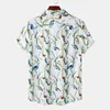 Mäns avslappnade skjortor Stylish Bird Print Hawaiian Shirt for Men 2023 Summer Short Sleeve Funky Beach Holiday Party Aloha Dress