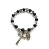 Strand QIGO Cross Bracciali Vintage Virgin St Benedict Black Stone Catholic Jewelry