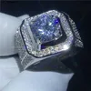 Bant Yüzükler 2020 Solitaire Erkek 4ct Sona Diamond Ring Real 925 STERLING Gümüş Takı Nişan Düğün Bandı Erkekler İçin Parti Aksesuar J230522