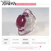 Pierścienie zespołowe Zdadan 925 Srebrny rubinowy pierścień dla kobiet Pierścienie palców cyrkonu