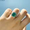 حلقات الفرقة 2020 Trend Vintage 925 Sterling Silver Silver Synthetic Emerald Gemstone Lab Diamond Rings for Women Wedding Engagement Band Fine Jewel J230522