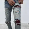 Designer Clothing Amires Jeans Denim Pants 2023 New Amies High Street Fashion Trendy Jeans pour hommes avec des trous cassés Patchs plissés Bleu Pantalon long en détresse Ca1068 D