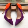 Purple Suede Crhistian Red Sole Shoes Women Elegant Pointed Toe High Heel Shoes Louboutin Red Bottom Sandals V Side Cut Sexy Stiletto Pumps Party Dress size 33-45