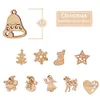 Christmas Decorations 50pcs Wooden Xmas Tree Hanging Ornament Christmas Party Decorations for Home New Year Santa Claus Snowman Gift Decor