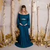 Платья для беременных Плюс Размер Платье для беременных для фотосессии Женщины Сексуальная с открытыми плечами с рюшами Макси Длинная одежда для беременных Платье для беременных Фотография AA230522