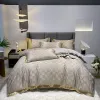 Oro argento caffè jacquard biancheria da letto di lusso set queen king size macchia biancheria da letto biancheria da letto 4 pezzi cotone set copripiumino in pizzo di seta lenzuolo federe tessili per la casa