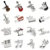 Musique série hommes mode boutons de manchette Instrument de musique guitare Microphone Piano violon tambour DJ Design qualité laiton boutons de manchette