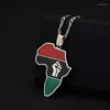 Pendanthalsband afrikansk färgkarta Fist Symbol Silverfärg/Guld Afrika Maps Black Lives Matter Rostfritt stål smycken