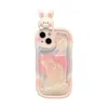 Gradiente de designer Rosa Padrão de desenho animado Rosa e Rabbit Adequado para iPhone 14 13 12 Pro Max 11 14PLUS Soft Case Anti-Fall Case