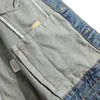 Nostalgische, schlichte, lässige Herren-2-teiliges Hosen-Set mit Lochmuster, schmale Passform, langärmelige Jeansjacke und Jeans, Frühlings-Herbst-Retro-Blau, Streetwear