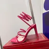 Rene Caovilla Stiletto High Heel Sandals Crystal Karung Open Teen Snakelike Twining Rhinestone Sandals Dames van topkwaliteit zwart roze Cleo verfraaid sandaal xxoxxo