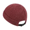 Bérets tricoté chapeau chaud sertissage épais bonnet en laine couleur unie Slouchy extensible Simple bonnets en tricot cadeaux de plein air amis