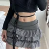 Röcke 2023 Sommer Mode Schlank Sexy Patchwork Rüschen Spitze Low-taille Spice Girl Dance Kuchen Rock frauen Casual kurze