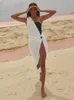 Grundlegende Freizeitkleider, aushöhlen, Damen-Midi-Strandkleid, weiß, eine Schulter, ärmellos, Sommer, Y2K, sexy, figurbetont, Party, Nachtclub 230522